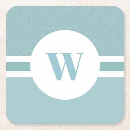 Moderne lichtblauw aangepast monogram initaal kartonnen onderzetters (Voorkant)