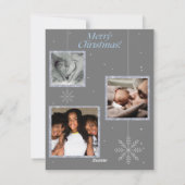 Moderne lichtblauw en donkergrijze kerst feestdagenkaart (Achterkant)