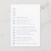 Moderne Lichtblauwe Bloemen Trouwdetails Kaart (Voorkant)