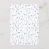 Moderne Lichtblauwe Bloemen Trouwdetails Kaart (Achterkant)