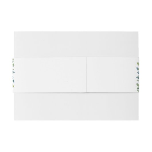 Moderne lichtblauwe bloemenbruiloft buikband uitnodigingen wikkel (Achterkant Voorbeeld)