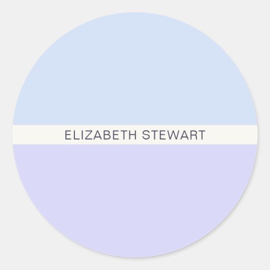 Moderne lichtblauwe en lavendel enveloppeelzegels ronde sticker (Voorkant)