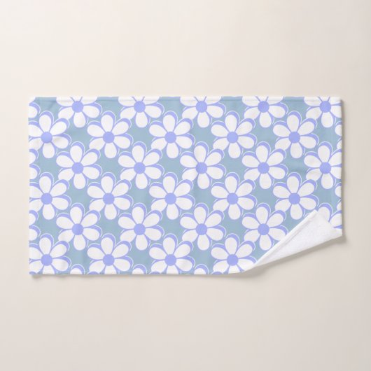 Moderne lichtblauwe en witte bloemen bad handdoek (Handdoek)