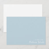 Moderne Lichtblauwe en Witte Douanenaam Notitiekaartje (Voorkant / Achterkant)