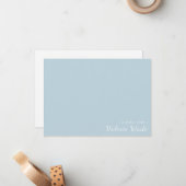 Moderne Lichtblauwe en Witte Douanenaam Notitiekaartje (Voorkant / Achterkant in situ)