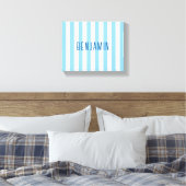 Moderne lichtblauwe en witte gestreepte naam canvas afdruk (Insitu (Slaapkamer))