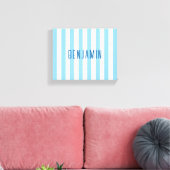 Moderne lichtblauwe en witte gestreepte naam canvas afdruk (Insitu (Woonkamer))