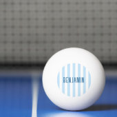 Moderne lichtblauwe en witte streep naam pingpongbal (Net)