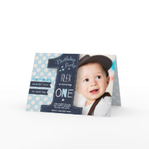 Moderne lichtblauwe en zwarte stippen van één jaar