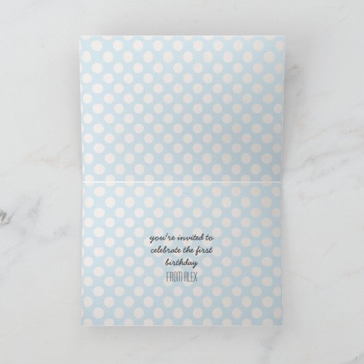 Moderne lichtblauwe en zwarte stippen van één jaar (Binnen)