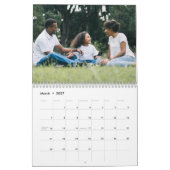 Moderne lichtblauwe familie fotokalender kalender (Mar 2027)