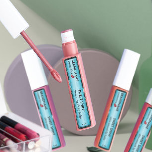 Moderne lichtblauwe Folie & zwarte glittery lippen Labels