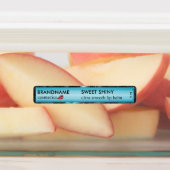 Moderne lichtblauwe Folie & zwarte glittery lippen Labels (Aangebracht)