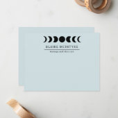 Moderne lichtblauwe maan fasen elegant notitiekaartje (Voorkant / Achterkant in situ)