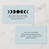 Moderne lichtblauwe maan fasen elegant visitekaartje (Voorkant / Achterkant)