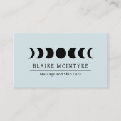 Moderne lichtblauwe maan fasen elegant visitekaartje (Voorkant)