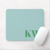 Moderne lichtblauwe monogram beginletters geperson muismat (Met muis)