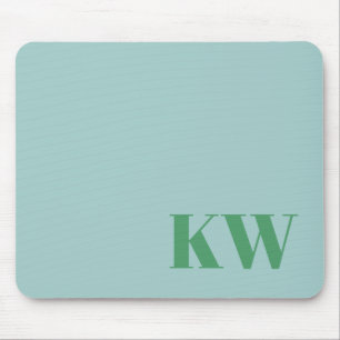 Moderne lichtblauwe monogram beginletters geperson muismat