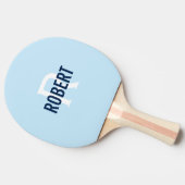 Moderne lichtblauwe monogram naam pingpongpeddel tafeltennisbatje (Zijkant)