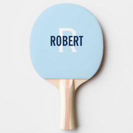 Moderne lichtblauwe monogram naam pingpongpeddel tafeltennisbatje