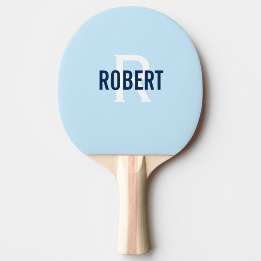 Moderne lichtblauwe monogram naam pingpongpeddel tafeltennisbatje (Voorkant)