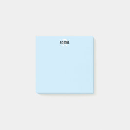 Moderne lichtblauwe monogram naam post-it noten post-it® notes