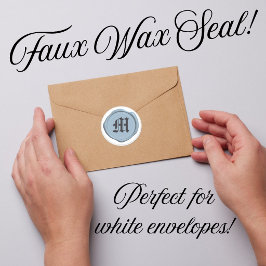 Moderne lichtblauwe nep-waszegel envelopstickers ronde sticker