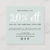 Moderne lichtblauwe script coupon kortingskaart (Achterkant)