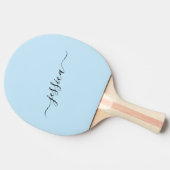 Moderne lichtblauwe scriptnaam pingpongpeddel tafeltennisbatje (Zijkant)