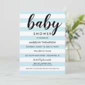 Moderne lichtblauwe strepes, baby Boy Shower Kaart (Staand voorkant)