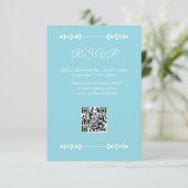Moderne lichtblauwe & witte RSVP kaart (Staand voorkant)