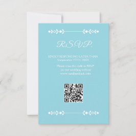 Moderne lichtblauwe & witte RSVP kaart