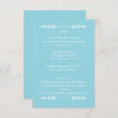 Moderne lichtblauwe & witte trouwdetails kaart (Voorkant / Achterkant)