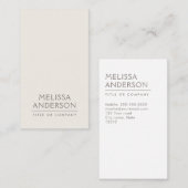 Moderne lichtbruine beige minimalistische professi visitekaartje (Voorkant / Achterkant)