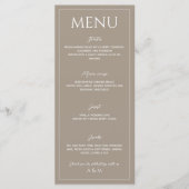 Moderne lichtbruine minimalistische bruiloft menu (Voorkant)