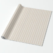 Moderne lichte beige gestreepte inpakpapierrol cadeaupapier (Uitgerold)