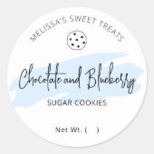 Moderne lichte Blauwe Waterverf Koekjes Verpakking Ronde Sticker (Voorkant)
