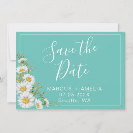 Moderne lichte Blauwgroen en witte dagen Save The Date