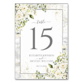 Moderne lichte grijs witte bloem goud marmeren bru kaart (Voorkant)