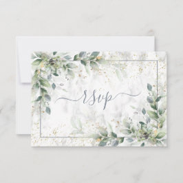 Moderne lichte grijze Floral Gold Marble RSVP