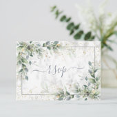 Moderne lichte grijze Floral Gold Marble RSVP (Staand voorkant)