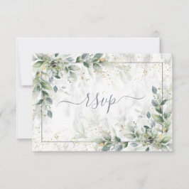 Moderne lichte grijze Floral Gold Marble RSVP Kaartje