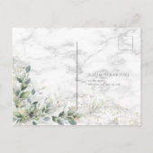 Moderne lichte grijze Floral Gold Marble RSVP Uitnodiging Briefkaart (Achterkant)