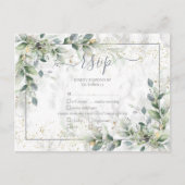 Moderne lichte grijze Floral Gold Marble RSVP Uitnodiging Briefkaart (Voorkant)