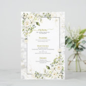 Moderne lichte grijze witte Floral Gold Marble Wed (Staand voorkant)