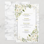 Moderne lichte grijze witte Floral Gold Marble Wed (Voorkant / Achterkant)