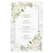 Moderne lichte grijze witte Floral Gold Marble Wed