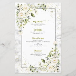 Moderne lichte grijze witte Floral Gold Marble Wed