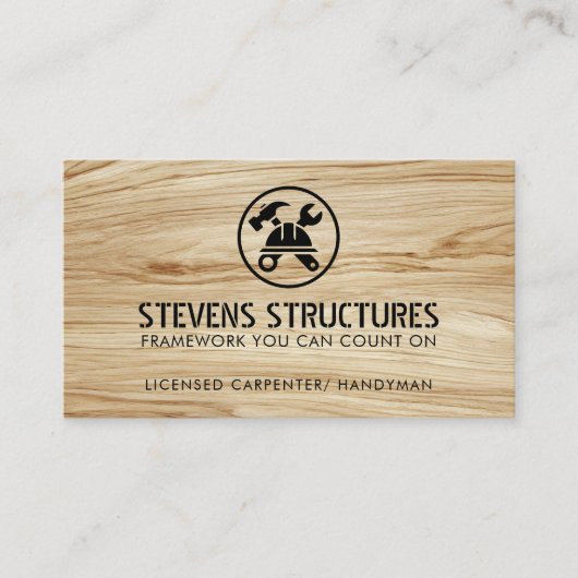 Moderne lichte houten bouw QR Code Aannemer Visitekaartje (Voorkant)