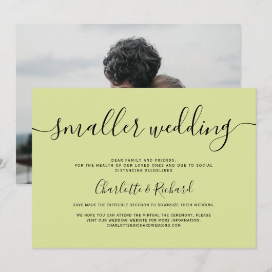 Moderne lichte kalk, kleinere trouwfoto aankondiging (Voorkant / Achterkant)